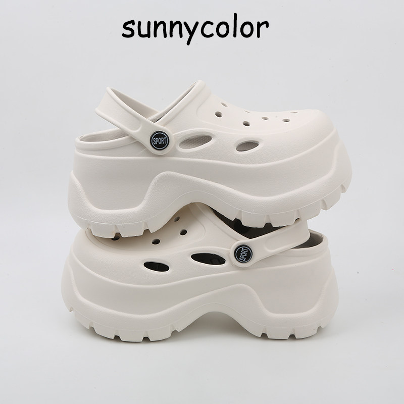SUNNYCOLOR厚底增高跟百搭洞洞鞋图片