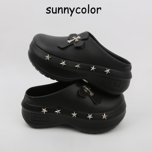 SUNNYCOLOR十字架厚底包头拖鞋