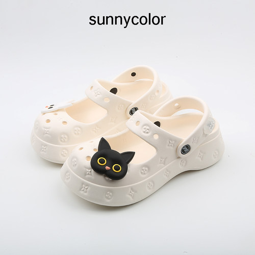 sunnycolor厚底可爱玛丽珍洞洞鞋