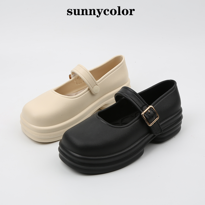 SUNNY COLOR2024新款雨鞋厚底学院风jk鞋软底玛丽珍鞋防水单鞋女