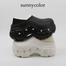 SUNNY COLOR个性潮酷超高跟五角星棉拖鞋女冬季外穿厚底大头棉鞋