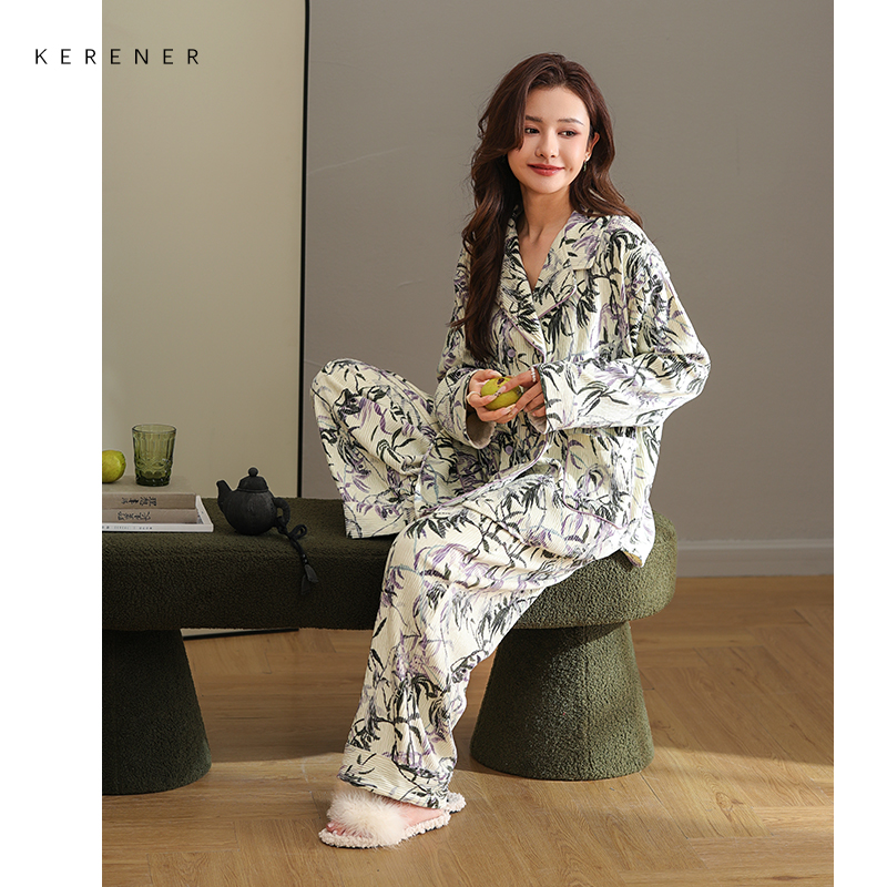 可人儿秋冬季女金丝绒睡衣可人儿