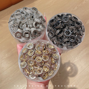 同款发夹圆形水钻发卡头饰金属发扣夹前额侧边夹刘海小夹子