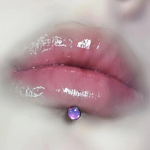 穿刺女孩 彩色斑斓防过敏钛钢渐变内牙唇钉唇环闪光耳钉唇面钉