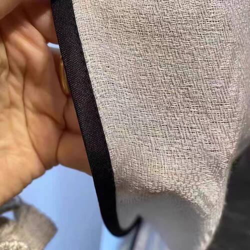 初雨窗饰新款花边亚麻纱帘配套中古黑色包边条拉筒可用涤棉耐高温