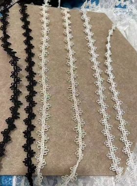 初雨花边窗帘配件1厘米小花边Y119精致线条小花边白色杏色黑色