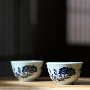 景德镇 立明堂 明式折枝蔷薇杯 茶杯品杯茶道具