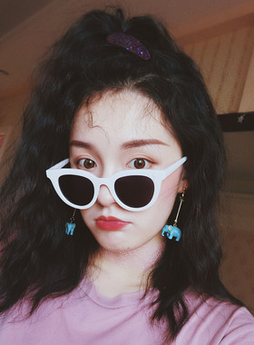 复古白色框女墨镜原宿风网红同款