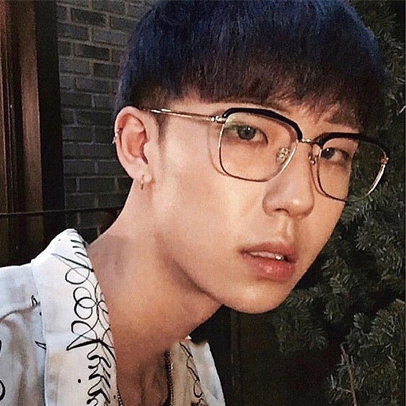 韩国多边形半框大框潮人文艺复古原宿男女士金属近视平光眼镜方框