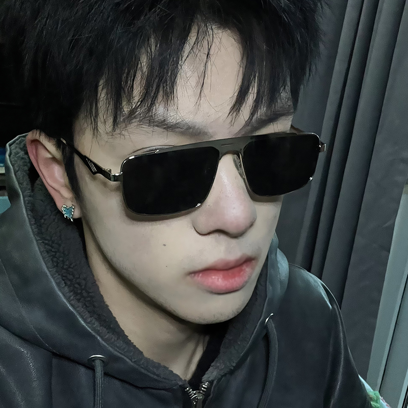 复古港风方形金属眼镜框太阳镜男高级感驾驶墨镜可配度数近视女