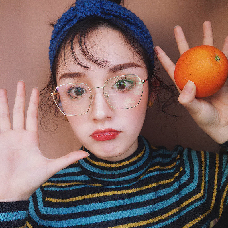 素颜韩版复古不规则多边形金属眼镜框近视眼镜女防辐射网红有度数