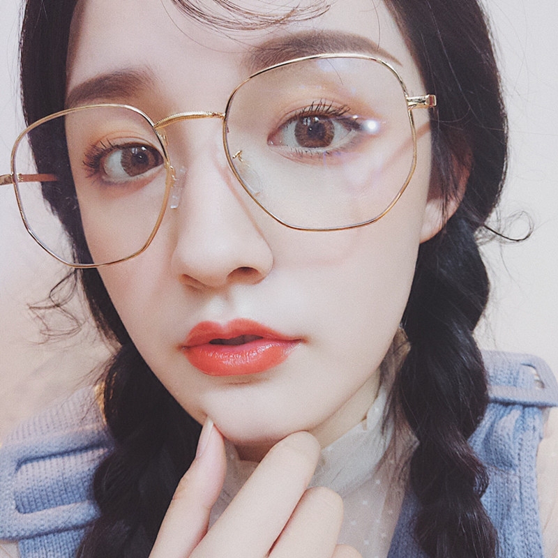 ulzzang眼镜框女网红素颜镜架眼睛潮韩版复古金属平光男大脸近视