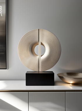 酒店样板间圆形抽象艺术玄关摆件