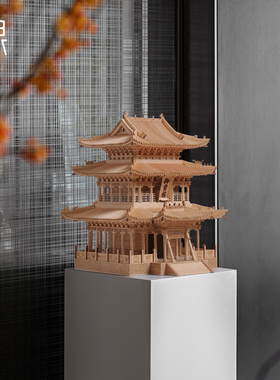 新中式仿古建筑模型玄关装饰摆件