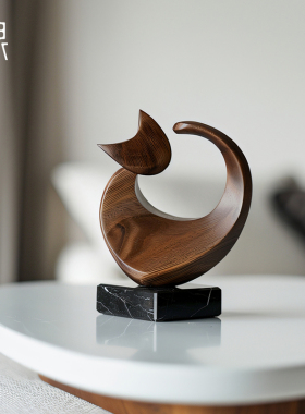 样板房玄关抽象实木雕塑装饰摆件