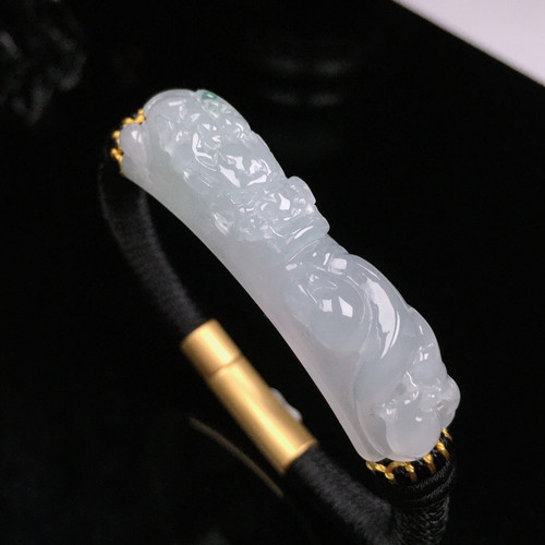 缅甸天然翡翠A货冰种起胶霸气龙手牌手链