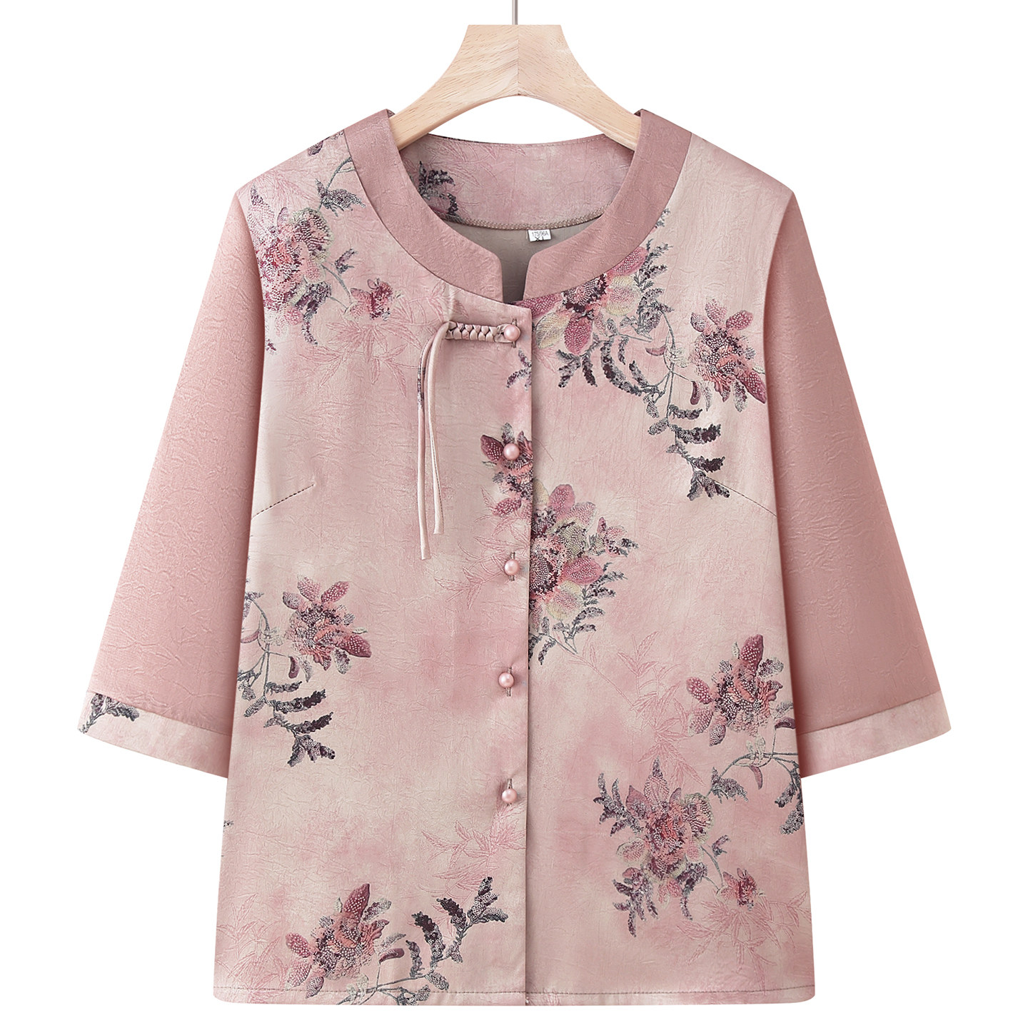 【特价】中老年人奶奶装夏季七分袖衬衫老太太薄款衬衣圆领妈妈装