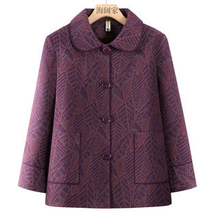 中老年人女装春秋冬季翻领外套老太太衣服妈妈装褂子奶奶加绒保暖