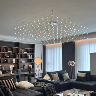 新款客厅吊灯高级感满天星萤火虫光立方高端大气网红意式餐厅家用