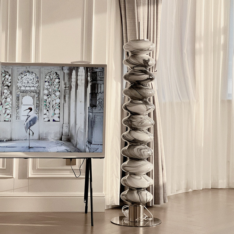 丹麦糖葫芦落地灯轻奢设计感客厅沙发旁边卧室北欧水墨纹落地灯