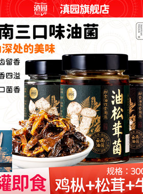 滇园 云南油鸡枞菌+松茸+牛肝菌300g*3盒特产山珍油炸菌节日送礼