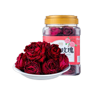 玫瑰花茶云南墨红玫瑰罐装30g送礼女生泡水食用玫瑰花泡茶花青素