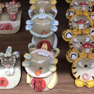 滇园文创 报福瓦猫香插 云南非遗陶瓷瓦猫摆件桌面装饰礼物伴手礼