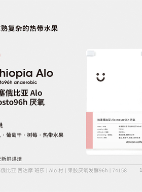 dotcom coffee 埃塞俄比亚 Alo村 果胶96h厌氧 74158 浅烘 手冲豆