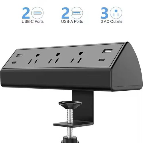 110v美规桌面夹式插座带电涌保护器PD快充4USB 用于家庭办公桌