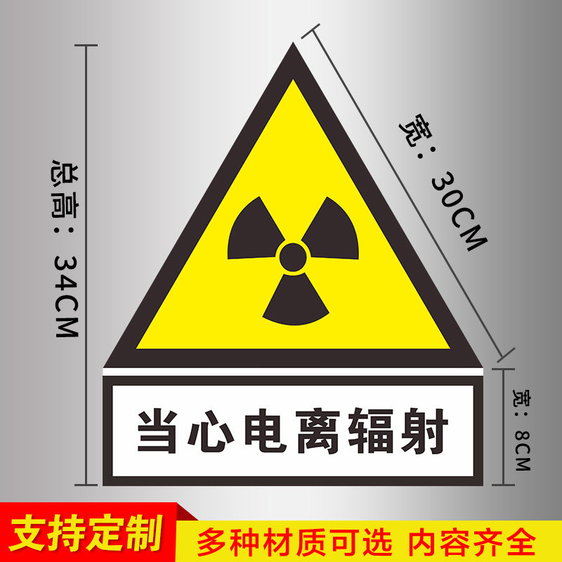 当心电离辐射标志牌警示牌放射科放射室ct室门贴门牌提示牌