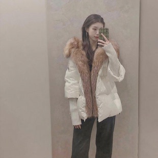 ZDAMIAO 2025新款鹅绒皮草羽绒服狐狸毛领气质短款外套