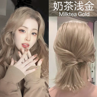 奶茶浅金色染发剂泡泡纯亚麻灰棕染发膏女植物正品自己在家染发男