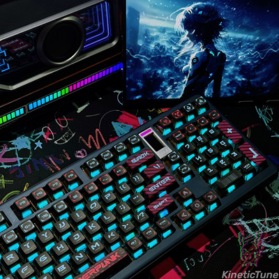 赛博朋克蓝四面侧透键帽ASA高度