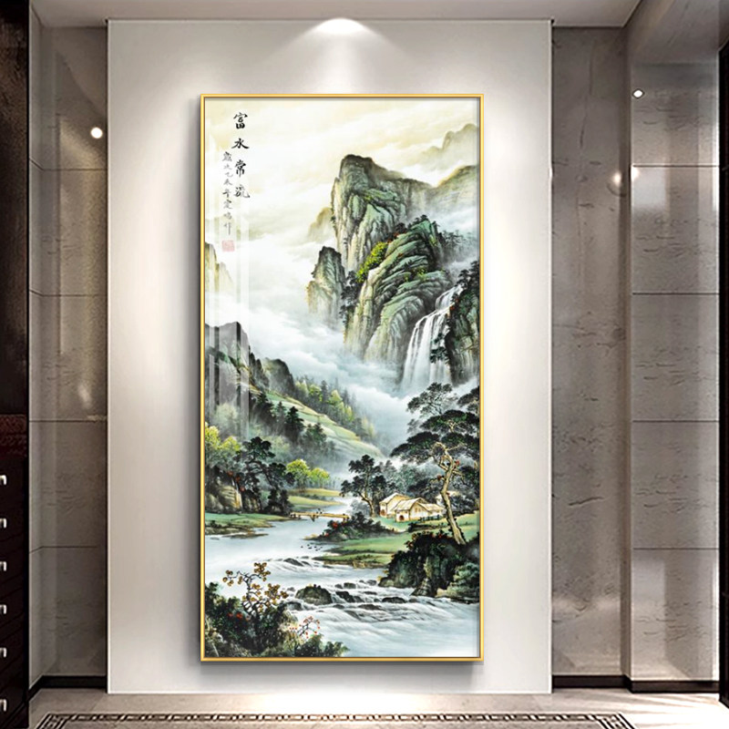 流水生财字画入户新中式装饰画