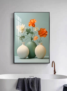 五星级酒店新中式卫生间防水装饰画卧室浴室免打孔壁画洗手间挂画