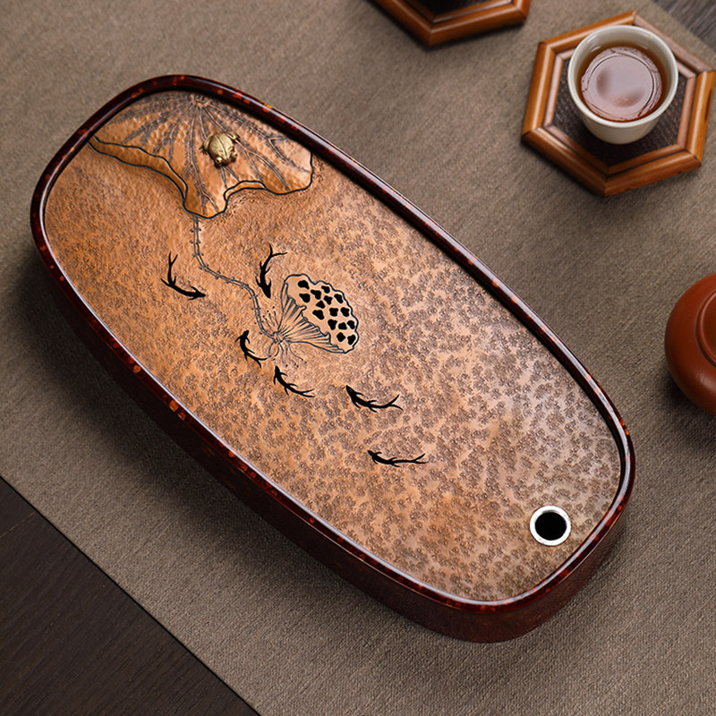 手工铜壶承紫砂壶铜壶托建水电木大漆干泡台紫铜茶盘茶台茶具配件