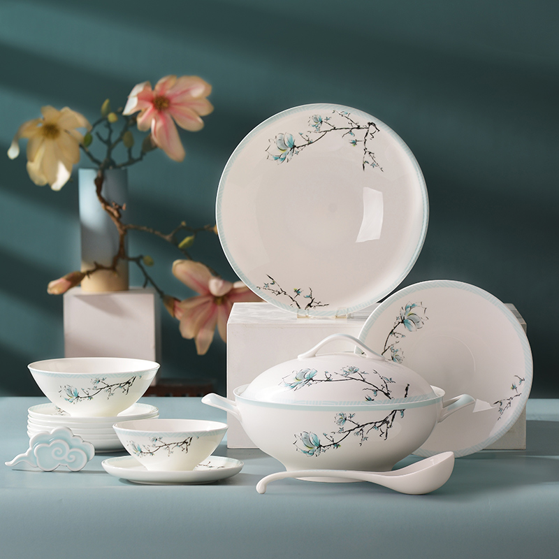 华光国瓷中式骨瓷餐具碗碟套装
