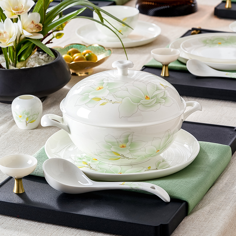 华光国瓷中式骨瓷餐具套装礼盒装