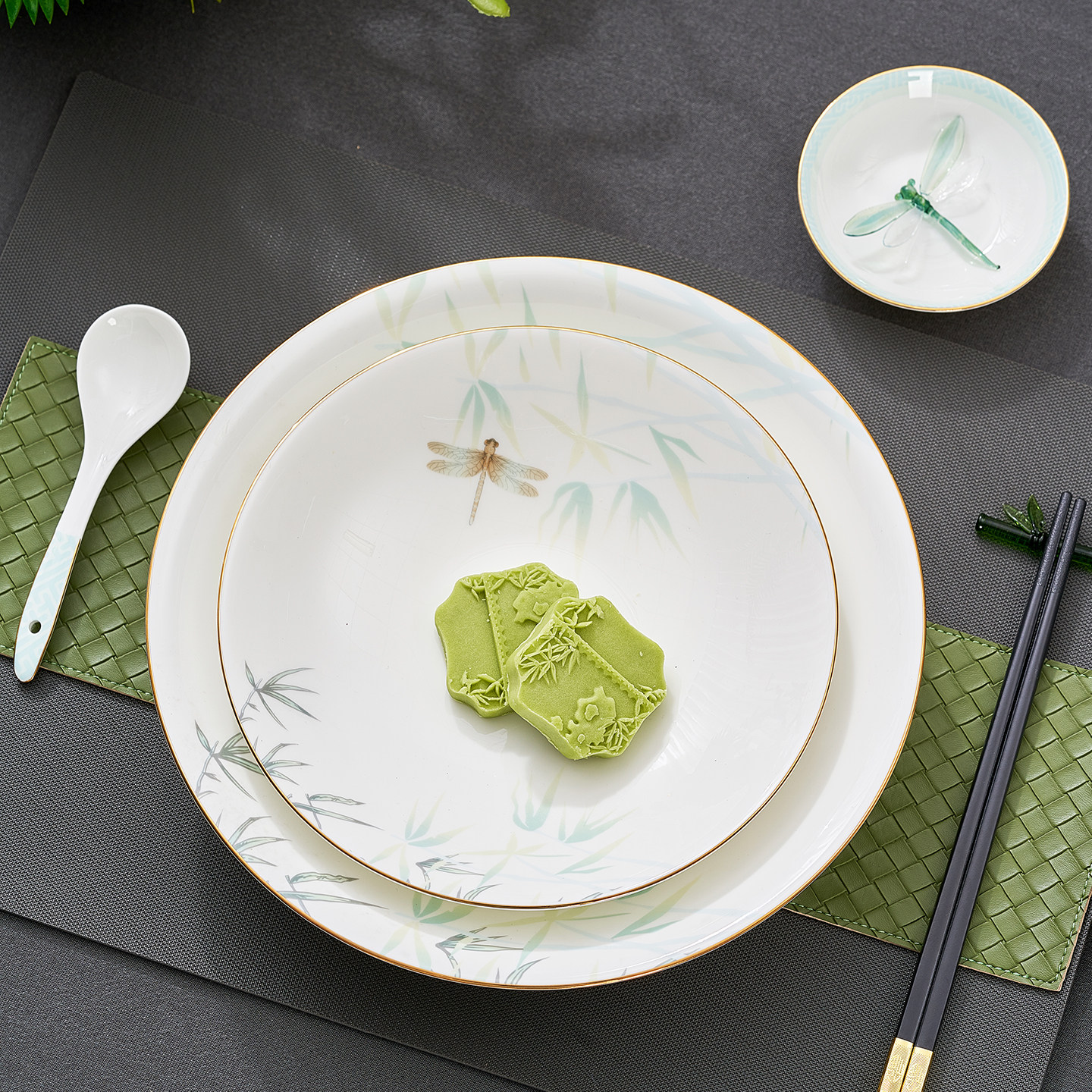 华光国瓷 骨瓷餐具单品 健康釉中彩家用中式骨瓷 碗盘碟 青亭