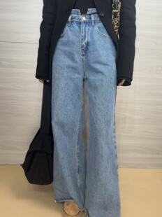 百搭直筒牛仔裤 2026东大门早春新款 超显瘦遮胯遮肉休闲时尚