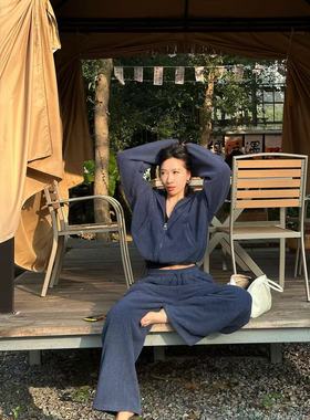 2025东大门冬季新款超暖和素颜休闲时尚颗粒绒显瘦遮肉运动套装