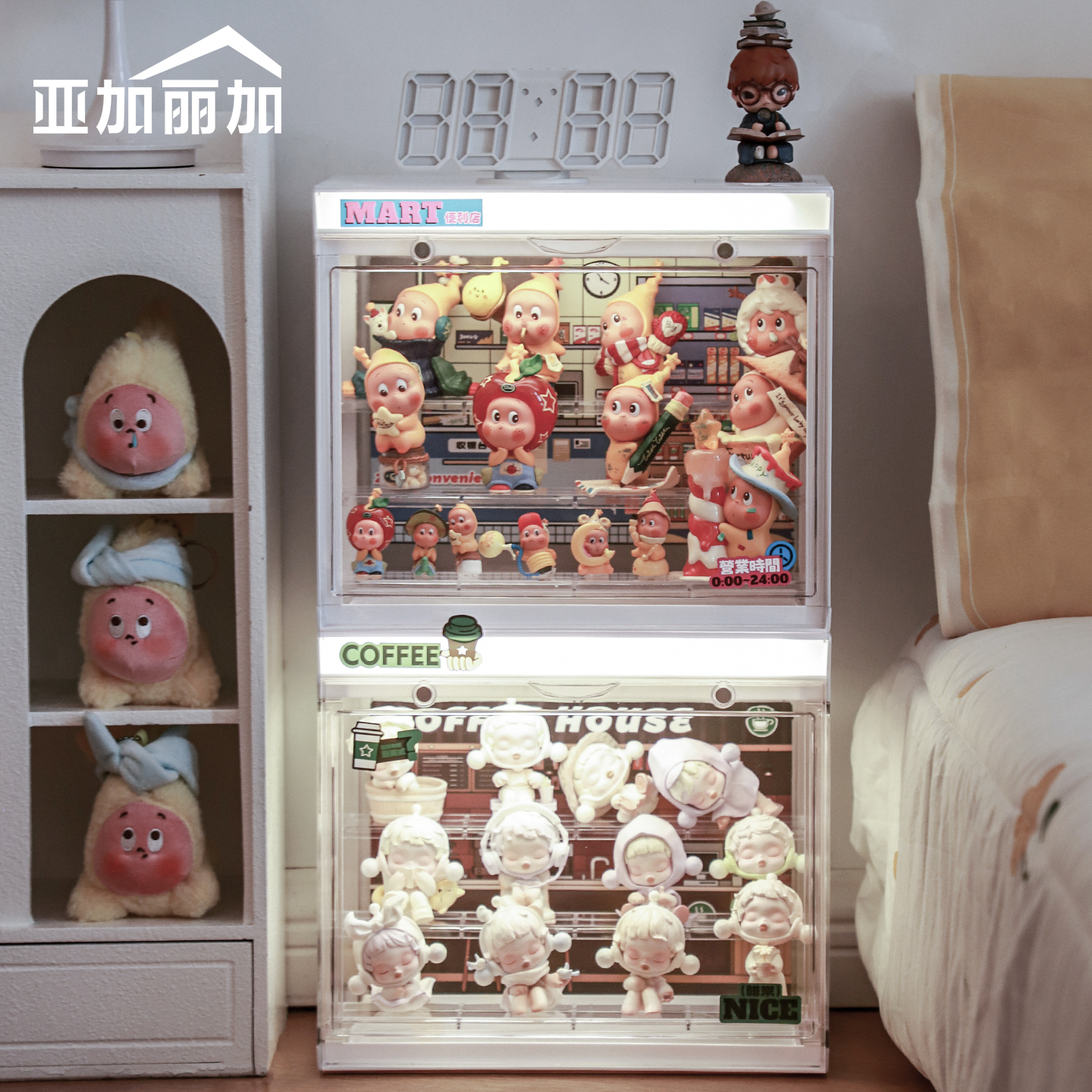 带灯盲盒造景收纳展示架