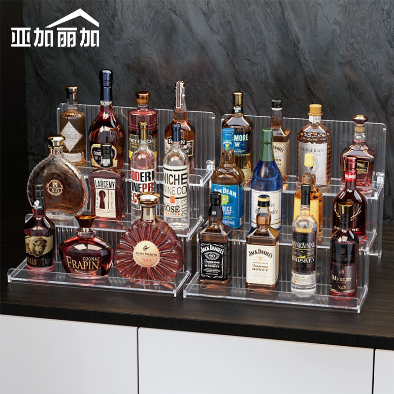 阶梯式小酒架亚克力迷你进口洋酒展示架酒柜分层力娇朗姆酒收藏架