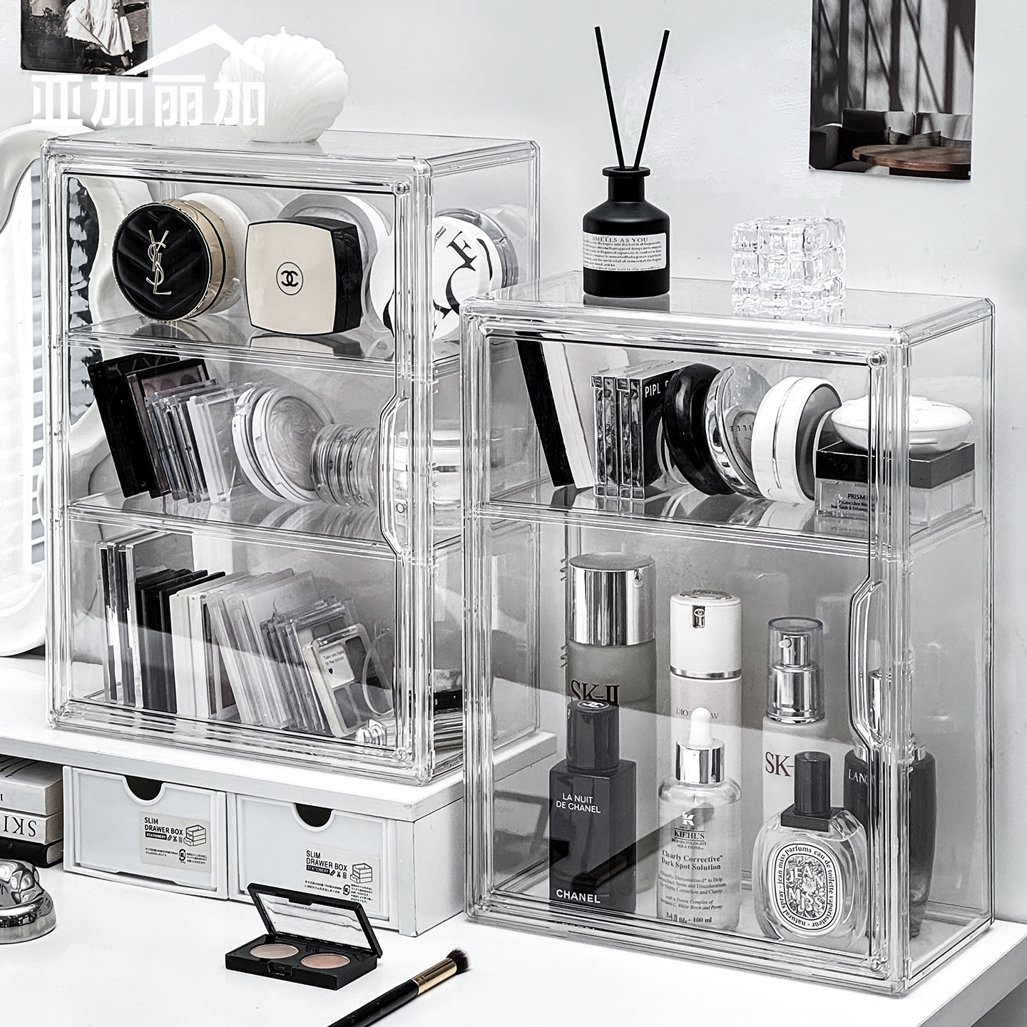 防尘分层眼影盘粉饼展示架