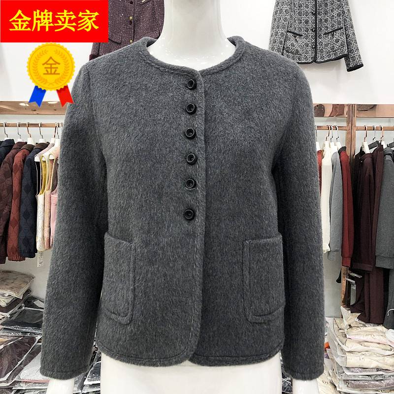 商场品牌短款双面呢外套女羊毛呢