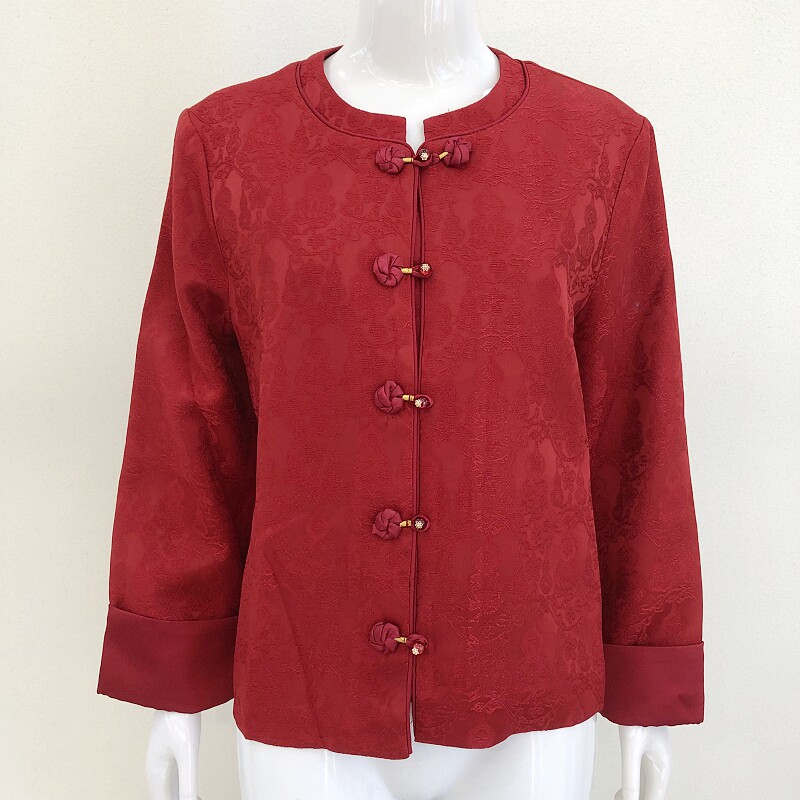 古玉轩2617 国风织锦提花外套女2026春季新款盘扣新中式夹克上衣