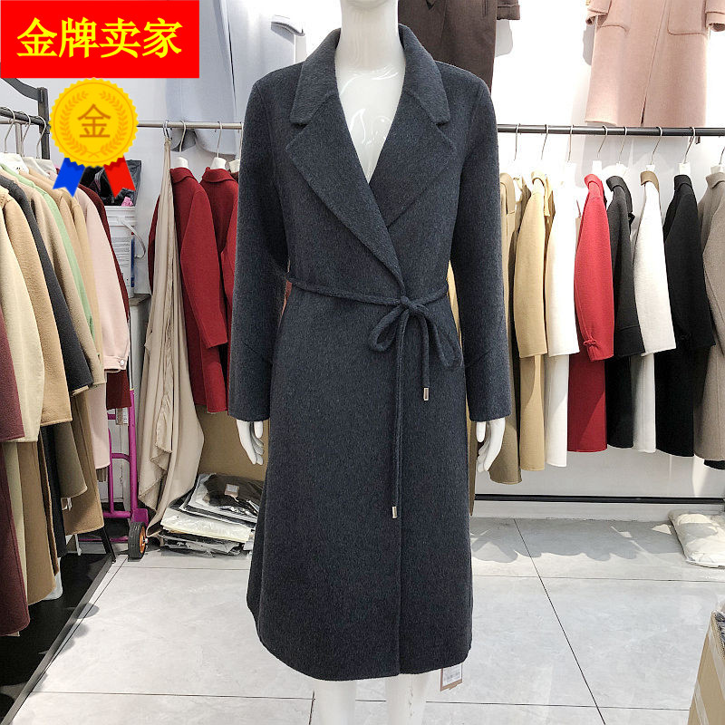 唇蜜CM2503 山羊绒双面呢羊绒大衣女冬季新款韩版修身羊毛外套
