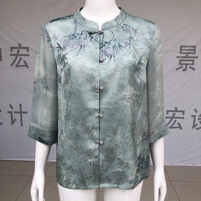 依兰纤姿26029 中老年妈妈衬衫女2026夏季新款奶奶七分袖衬衣上衣