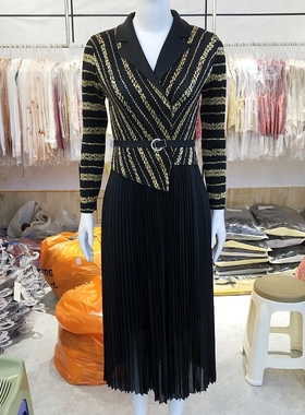 88195 韩版时尚魔术裙女裙春季新款修身显瘦连衣裙弹力百褶长裙