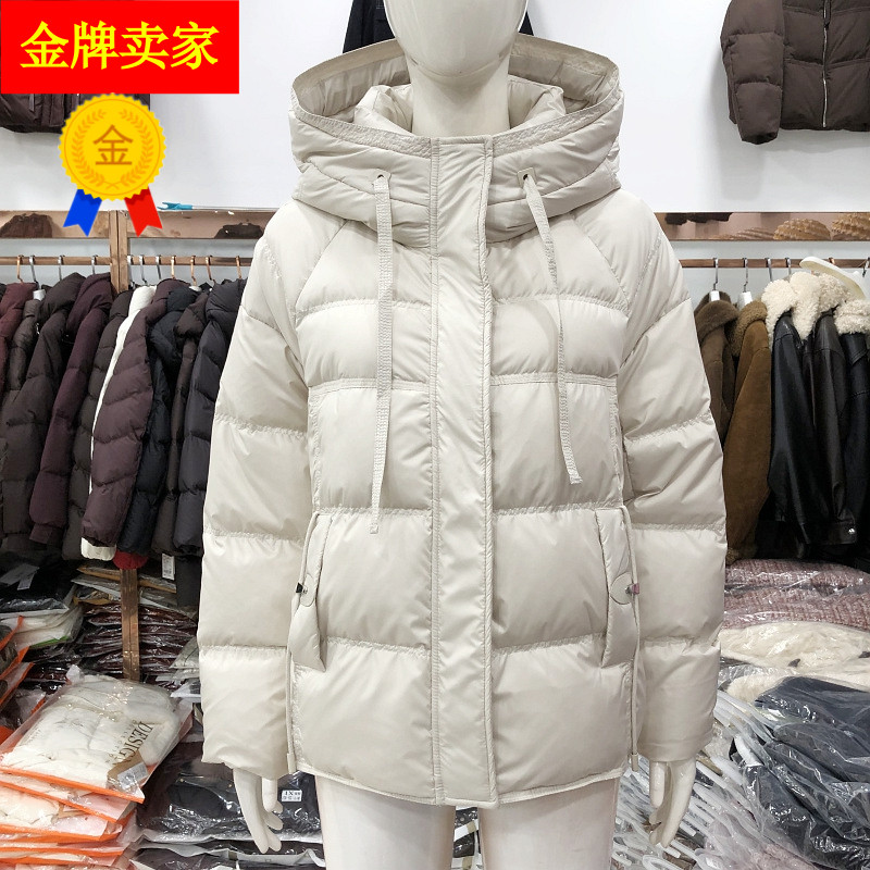 颖启925 时尚短款白鸭绒羽绒服女2025冬季新款韩版连帽羽绒外套